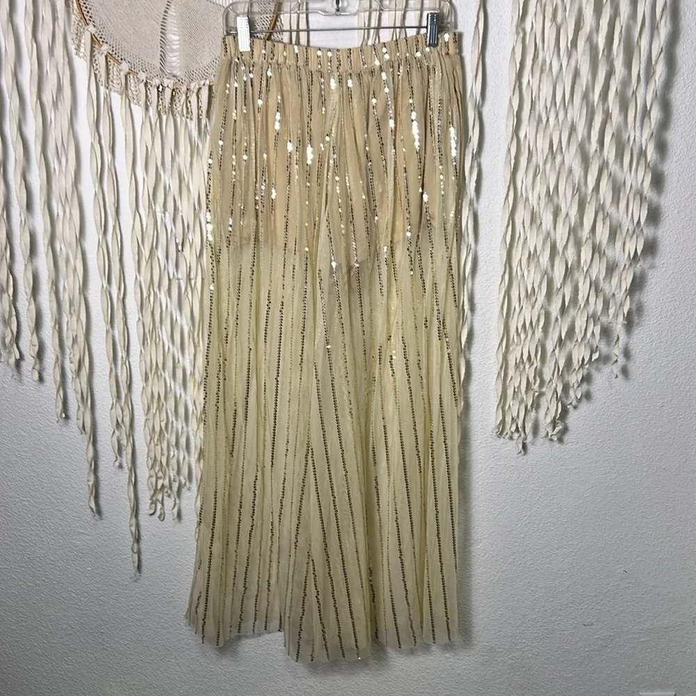 New Romantics | Free People Pull On Sequin Wide Leg Pants with Boy Shorts S - Picture 6 of 11